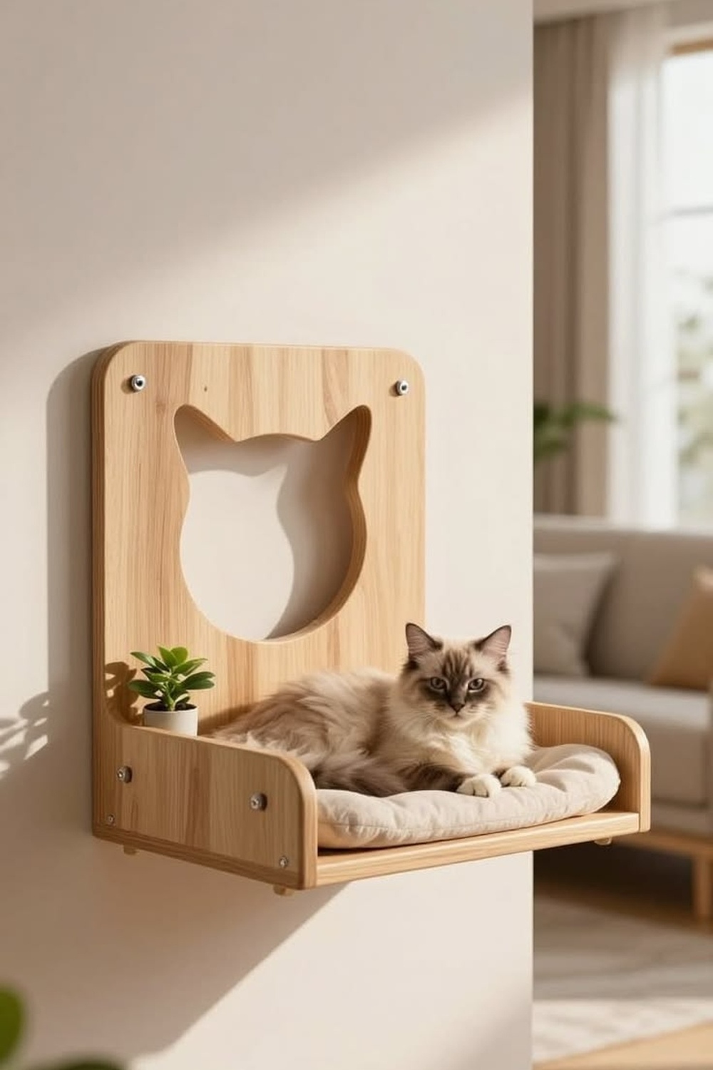 Cama de pared para gatos con silueta calada