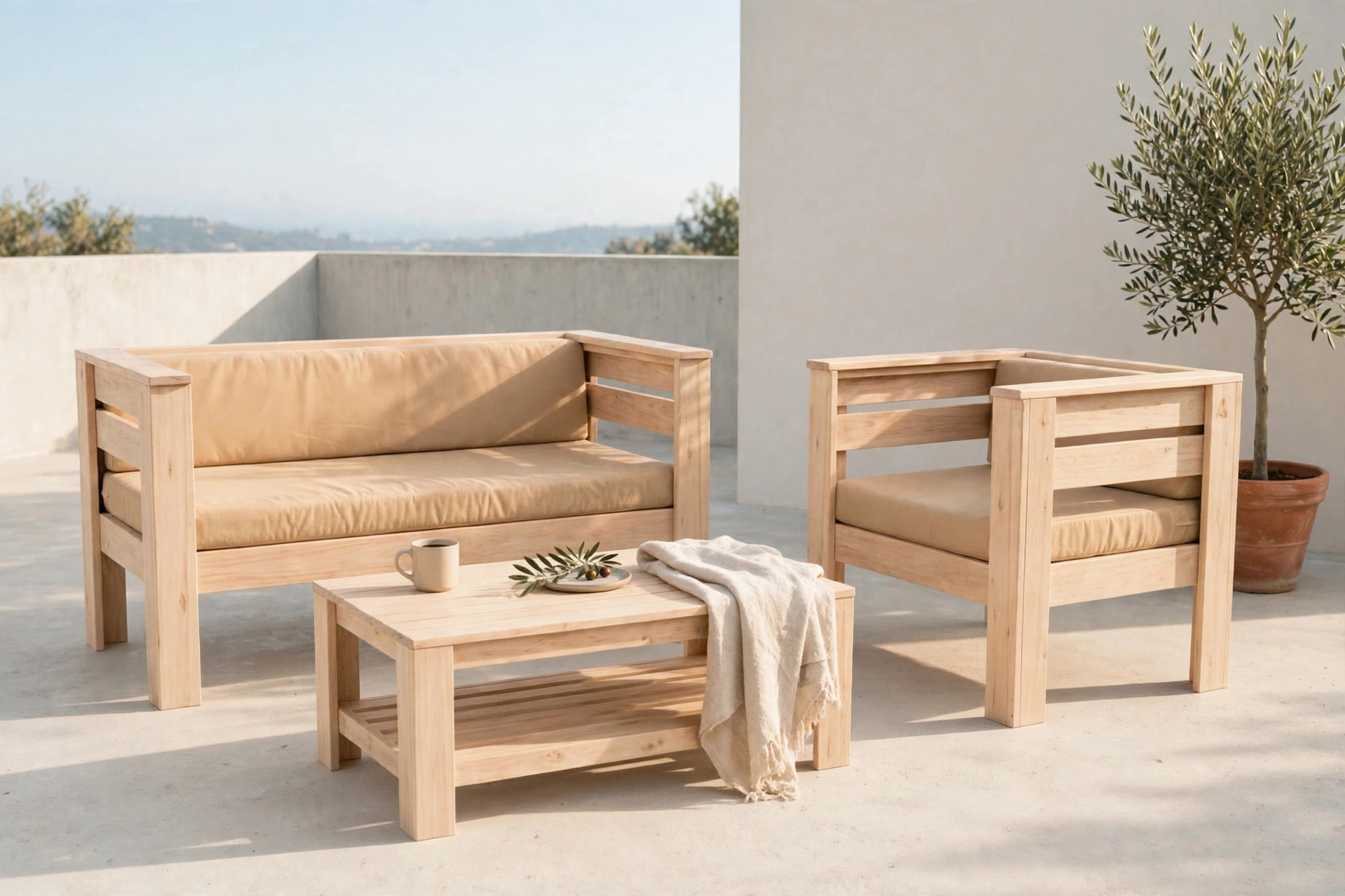 Juego de terraza en madera noble Acción Madera